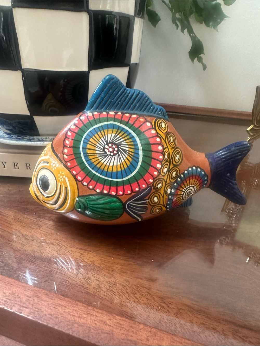 Vintage Hand Painted Folk-Art Terracotta or Red Clay Figurine